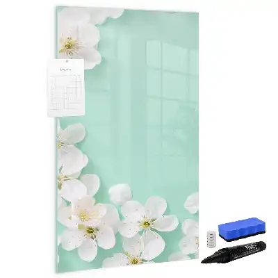 Tablă magnetică de scris cu model de flori înflorite
