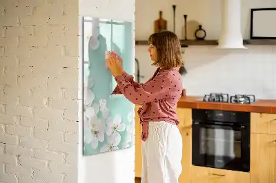 Tablă magnetică de scris cu model de flori înflorite