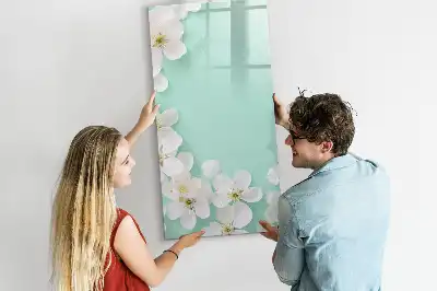 Tablă magnetică de scris cu model de flori înflorite