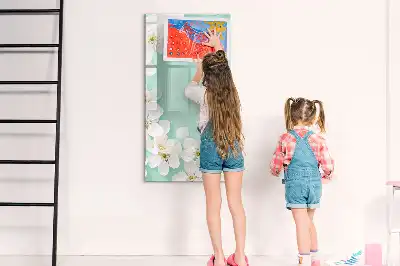 Tablă magnetică de scris cu model de flori înflorite