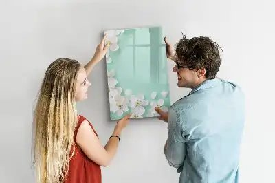 Tablă magnetică de scris cu model de flori înflorite