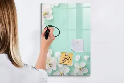 Tablă magnetică de scris cu model de flori înflorite