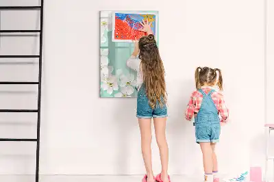 Tablă magnetică de scris cu model de flori înflorite