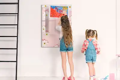 Tablă magnetică de scris cu model flori