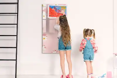 Tablă magnetică de scris cu model flori