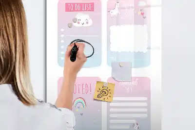 Tablă magnetică de scris cu model inorog