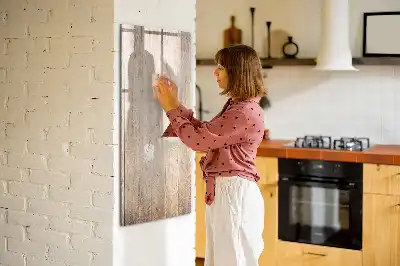 Tablă cu marker din scânduri de lemn deschis la culoare