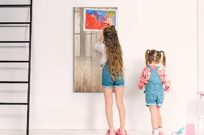 Tablă cu marker din scânduri de lemn deschis la culoare