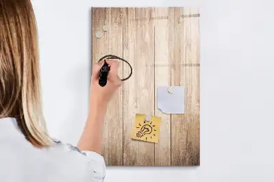 Tablă cu marker din scânduri de lemn deschis la culoare