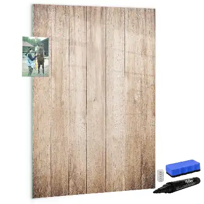 Tablă cu marker din scânduri de lemn deschis la culoare