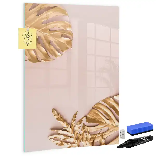 Tablă magnetică de scris cu model de frunze aurii