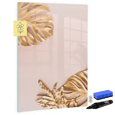 Tablă magnetică de scris cu model de frunze aurii