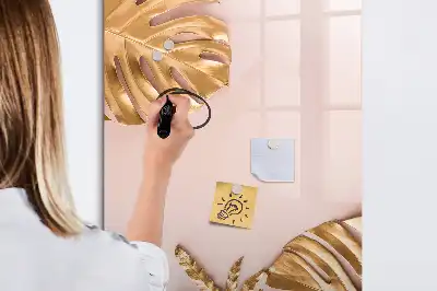 Tablă magnetică de scris cu model de frunze aurii