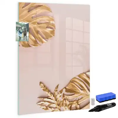 Tablă magnetică de scris cu model de frunze aurii