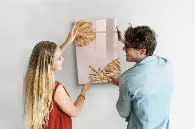 Tablă magnetică de scris cu model de frunze aurii