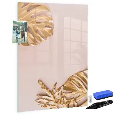 Tablă magnetică de scris cu model de frunze aurii