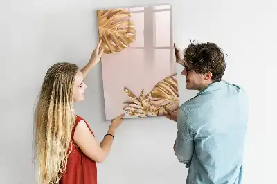 Tablă magnetică de scris cu model de frunze aurii