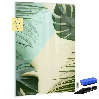 Tablă magnetică pentru scris model cu frunze de monstera tropicală