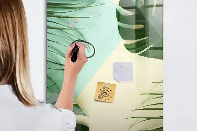 Tablă magnetică pentru scris model cu frunze de monstera tropicală