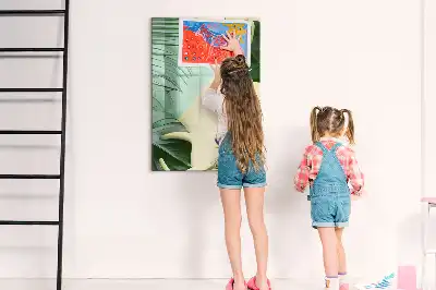 Tablă magnetică pentru scris model cu frunze de monstera tropicală
