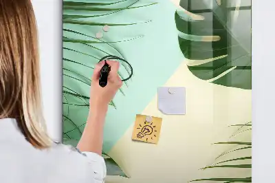 Tablă magnetică pentru scris model cu frunze de monstera tropicală