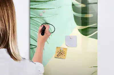 Tablă magnetică pentru scris model cu frunze de monstera tropicală