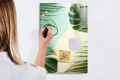 Tablă magnetică pentru scris model cu frunze de monstera tropicală