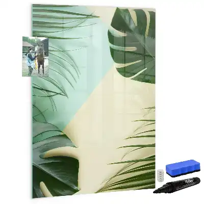 Tablă magnetică pentru scris model cu frunze de monstera tropicală