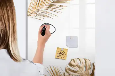 Tablă magnetică de scris cu model de frunze aurii