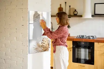 Tablă magnetică de scris cu model de frunze aurii