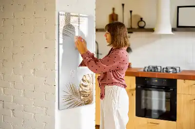 Tablă magnetică de scris cu model de frunze aurii