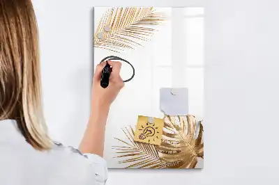 Tablă magnetică de scris cu model de frunze aurii