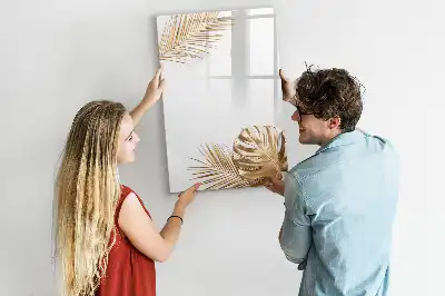 Tablă magnetică de scris cu model de frunze aurii