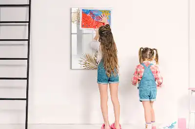 Tablă magnetică de scris cu model de frunze aurii