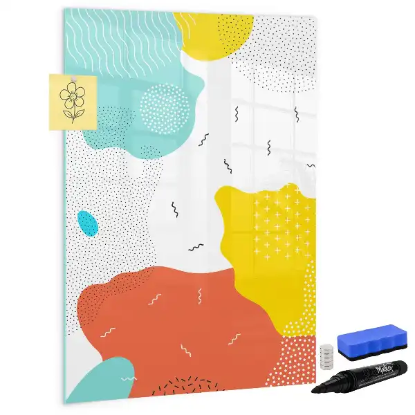Tablă magnetică de scris cu model Mzgălituri colorate