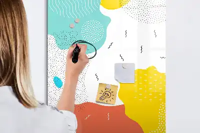 Tablă magnetică de scris cu model Mzgălituri colorate