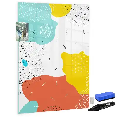 Tablă magnetică de scris cu model Mzgălituri colorate