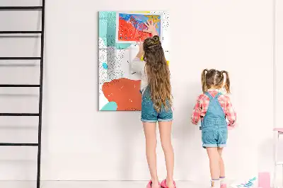 Tablă magnetică de scris cu model Mzgălituri colorate