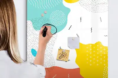 Tablă magnetică de scris cu model Mzgălituri colorate