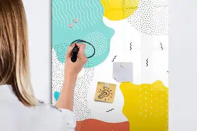 Tablă magnetică de scris cu model Mzgălituri colorate