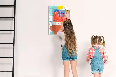 Tablă magnetică de scris cu model Mzgălituri colorate