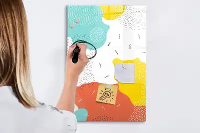 Tablă magnetică de scris cu model Mzgălituri colorate