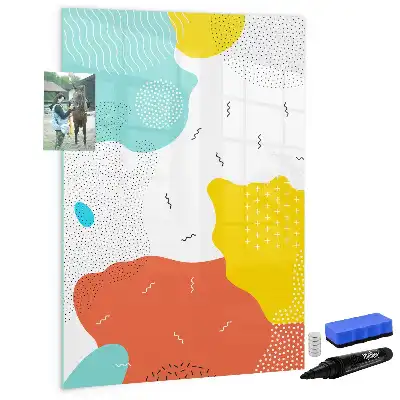 Tablă magnetică de scris cu model Mzgălituri colorate