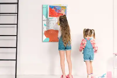 Tablă magnetică de scris cu model Mzgălituri colorate