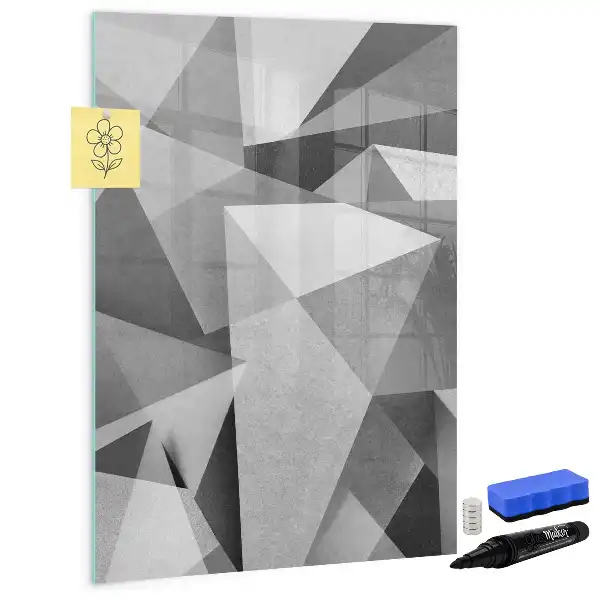 Tablă magnetică de scris cu model abstracție geometrică
