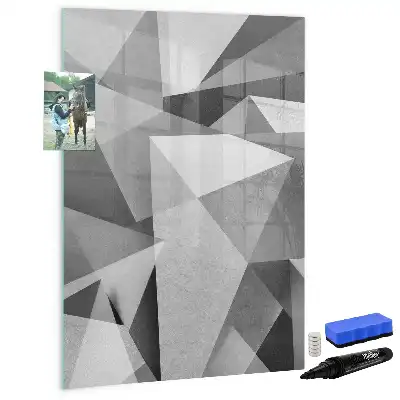 Tablă magnetică de scris cu model abstracție geometrică