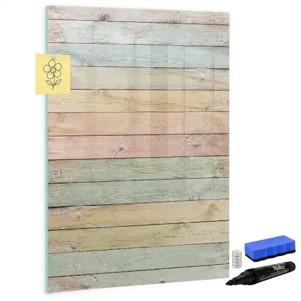 Tablă magnetică de scris cu model de scânduri pastelate