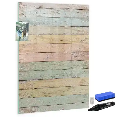 Tablă magnetică de scris cu model de scânduri pastelate