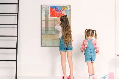 Tablă magnetică de scris cu model de scânduri pastelate