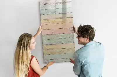 Tablă magnetică de scris cu model de scânduri pastelate
